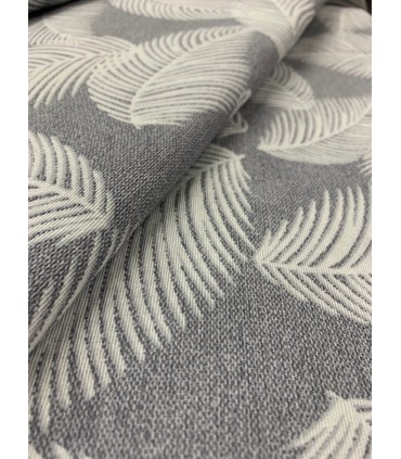 Loneta Estampada Hojas Tropicales Gris