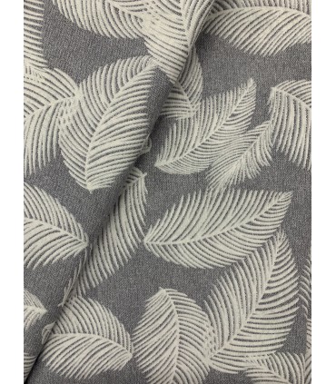 Loneta Estampada Hojas Tropicales Gris